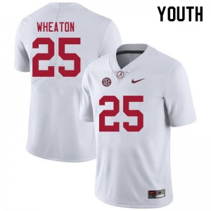 NCAA Youth Alabama Crimson Tide #25 Camar Wheaton Stitched College 2021 Nike Authentic White Football Jersey VD17K77VR